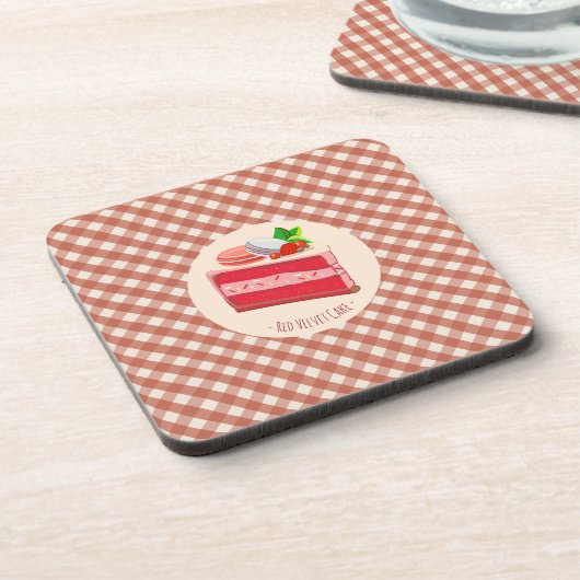 Rote-Velvet-Torte mit Erdbeer-Frischkäse  Getränkeuntersetzer (Linke Seite)