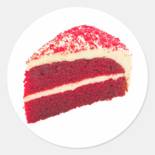 Rote-Velvet-Torte Stück Runder Aufkleber