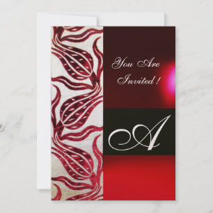 ROTE VELVET-TULPE MONOGRAMM Burgunder Champagner W Einladung