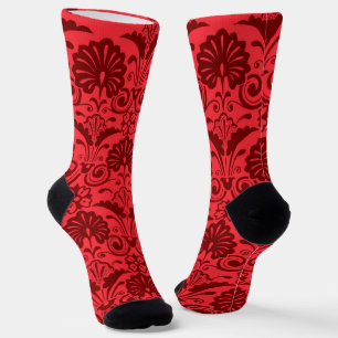 rote Ventilatoren und Schnörkel Druck Socken