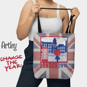 Rote Vereinigte Königreichsflagge London Szene Jah Tasche