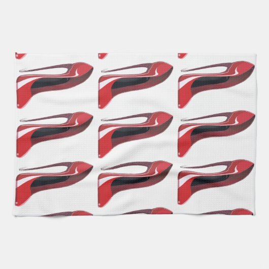 Rote verrückte Fersen-Stilett-Schuh-Kunst Handtuch (Horizontal)