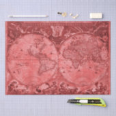 Rote Version Antique World Map J Blaeu 1664 Seidenpapier (Handwerk)