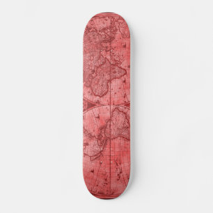 Rote Version Antique World Map J Blaeu 1664 Skateboard