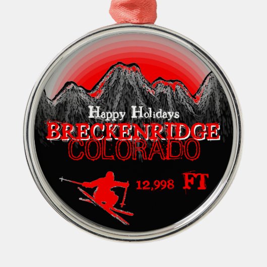 Rote Verzierung Breckenridges Colorado frohe Ornament Aus Metall (Vorne)