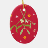 Rote Verzierung des Weihnachtsmistelzweiges Keramik Ornament (Hinten)