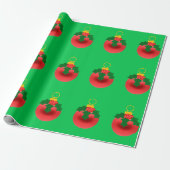 Rote Verzierung mit holzgrünem Umschlagpapier Geschenkpapier (Ungerollt)