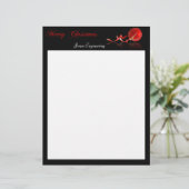 Rote Verzierungs-frohe Weihnachten auf Schwarzem Briefkopf (Stehend Vorderseite)