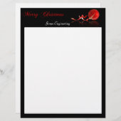 Rote Verzierungs-frohe Weihnachten auf Schwarzem Briefkopf (Vorne/Hinten)