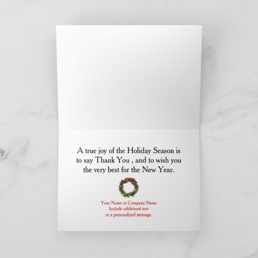 Rote Verzierungs-kundenspezifische Feiertagskarte (Innenseite)