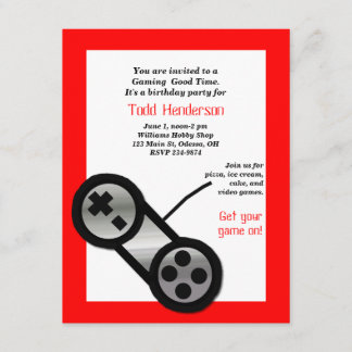 Rote Videospiel-Party Einladung