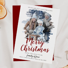 Rote Viererfamilie des Fotos der Schwangerschaft Feiertagskarte