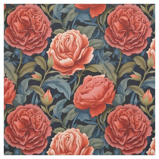 Rote Viktorianische Rose Stoff (Muster)