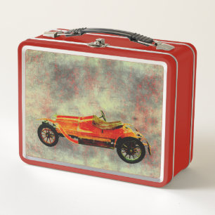 Rote Vintage-Auto Metall-Lunchbox Metall Brotdose