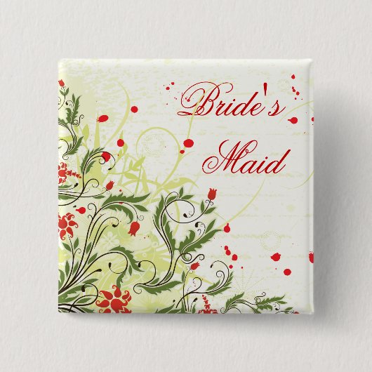 Rote Vintage Blume Bridesmaid-Button-Schaltfläche  Button (Vorderseite)