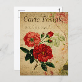 Rote Vintage Blume Postkarte