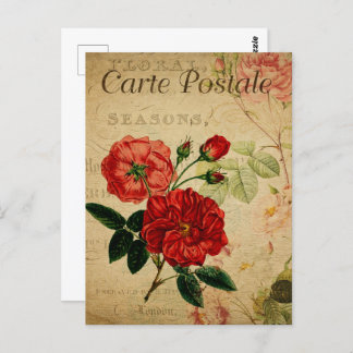 Rote Vintage Blume Postkarte
