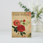 Rote Vintage Blume Postkarte (Stehend Vorderseite)