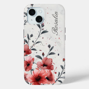 Rote Vintage-Blumen Case-Mate iPhone Hülle