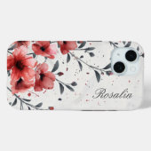 Rote Vintage-Blumen Case-Mate iPhone Hülle (Rückseite (Horizontal))