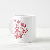 Rote Vintage blumengeschmückte Blume Kaffeetasse (Vorderseite Links)