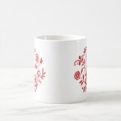 Rote Vintage blumengeschmückte Blume Kaffeetasse (Mittel)