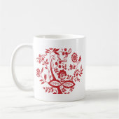 Rote Vintage blumengeschmückte Blume Kaffeetasse (Links)
