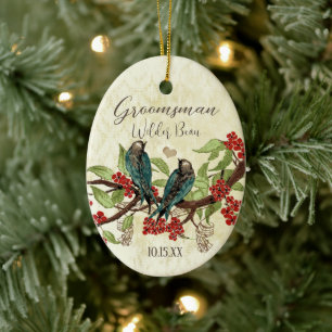 Rote Vintage-Brautjungfer-Ornamente Keramik Ornament