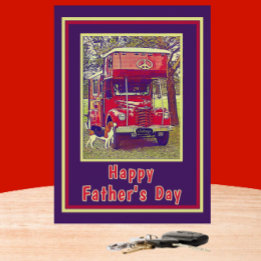Rote Vintage-Camper-Lkw-Happy-Father's-Day-Karte