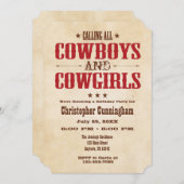 Rote Vintage Cowboy-Geburtstags-Einladung Einladung (Vorne/Hinten)