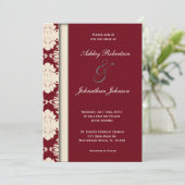 Rote Vintage Damast Hochzeit einladen Einladung (Stehend Vorderseite)