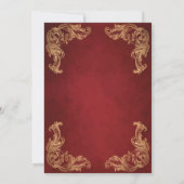 Rote Vintage Goldecke Islamische Hochzeit Einladung (Rückseite)