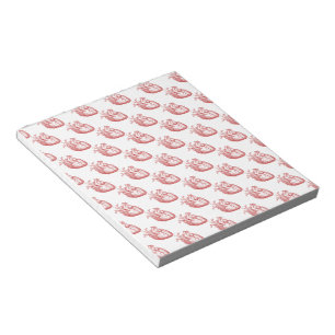 Rote Vintage-Herzen 5,5" x 6" Notizblock 40 Seiten