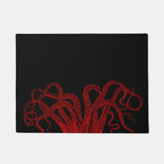 Rote Vintage Kraken-Tentakel-Illustration Fußmatte