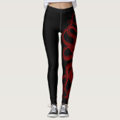 Rote Vintage Kraken-Tentakel-Illustration Leggings (Vorderseite)