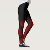 Rote Vintage Kraken-Tentakel-Illustration Leggings (Rechts)