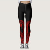 Rote Vintage Kraken-Tentakel-Illustration Leggings (Vorderseite)