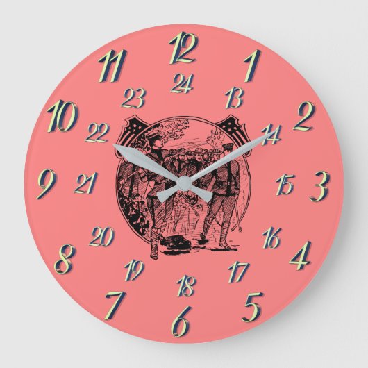 Rote Vintage Militärzeit Große Wanduhr (Vorderseite)