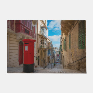 Rote Vintage Postbox in Malta Fußmatte