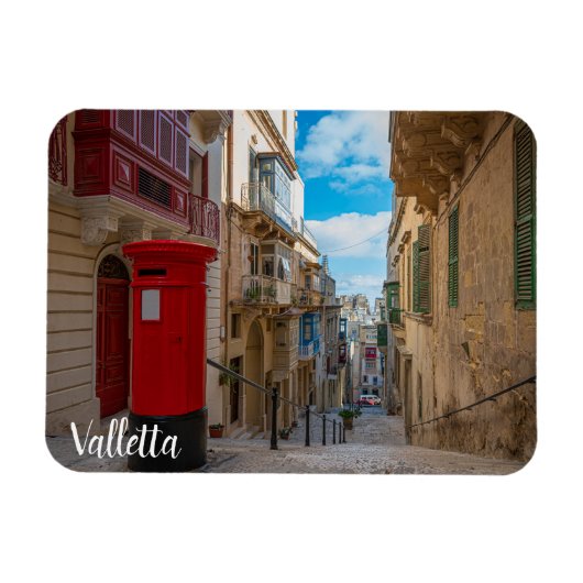 Rote Vintage Postbox in Malta Magnet (Horizontal)