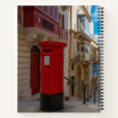 Rote Vintage Postbox in Malta Notizblock (Rückseite)