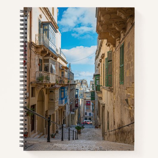 Rote Vintage Postbox in Malta Notizblock (Vorderseite)