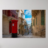 Rote Vintage Postbox in Malta Poster (Vorne)