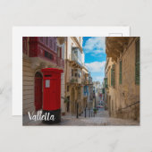Rote Vintage Postbox in Malta Postkarte (Vorne/Hinten)