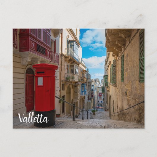 Rote Vintage Postbox in Malta Postkarte (Vorderseite)