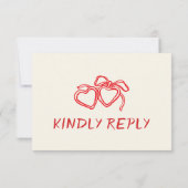 Rote Vintage-QR-Code-Hochzeit RSVP Karte (Rückseite)