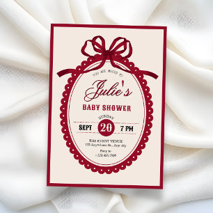 Rote Vintage-Schleife Baby Shower Einladung