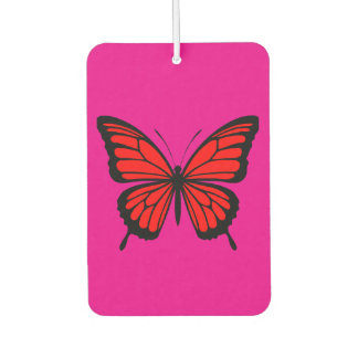 Rote Vintage-Schmetterling auf rosa Hintergrund Autolufterfrischer