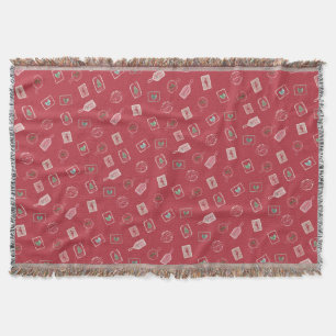 Rote Vintage-Weihnachts-Ephemera-Wurfdecke Decke