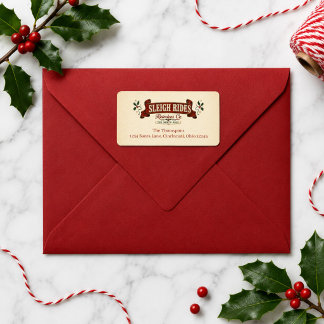 Rote Vintage-Weihnachts-Nordpol-Rücksendeadresse Adressaufkleber